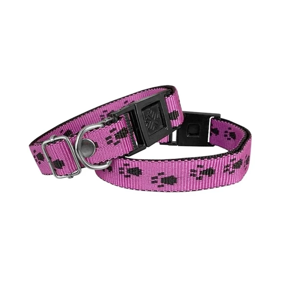 Köpek Tasması Patili Dokuma 2 cm - Min: 30 cm - Max: 50 cm Koyu Pembe ürün görseli 1