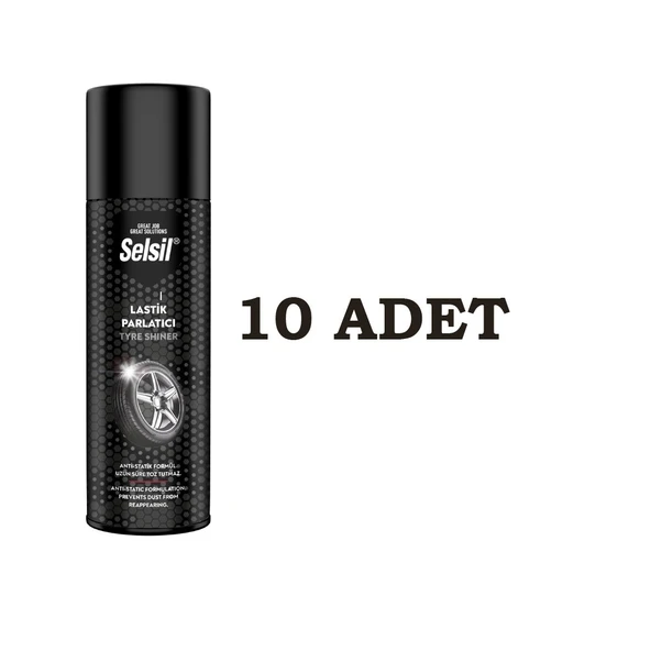 SELSİL LASTİK PARLATICI SPREY 500 ML 10 ADET  Kuruma ve Çatlama Koruması, Anti-statik ve Toz Tutmayan, 500 ml - Tüm Araç Lastikleriyle Uyumlu ürün görseli 1