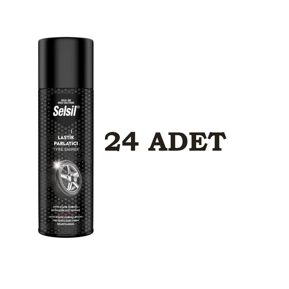 SELSİL LASTİK PARLATICI SPREY 500 ML 24 ADET  Kuruma ve Çatlama Koruması, Anti-statik ve Toz Tutmayan, 500 ml - Tüm Araç Lastikleriyle Uyumlu ürün görseli 1