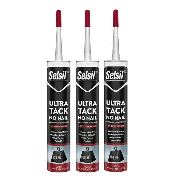 SELSİL ULTRA TUCK 290 ML 3 ADET Hibrit Güçlü Montaj Yapıştırıcı - Kokusuz, UV ve Hava Koşullarına Dayanıklı, 290 ml ürün görseli 1