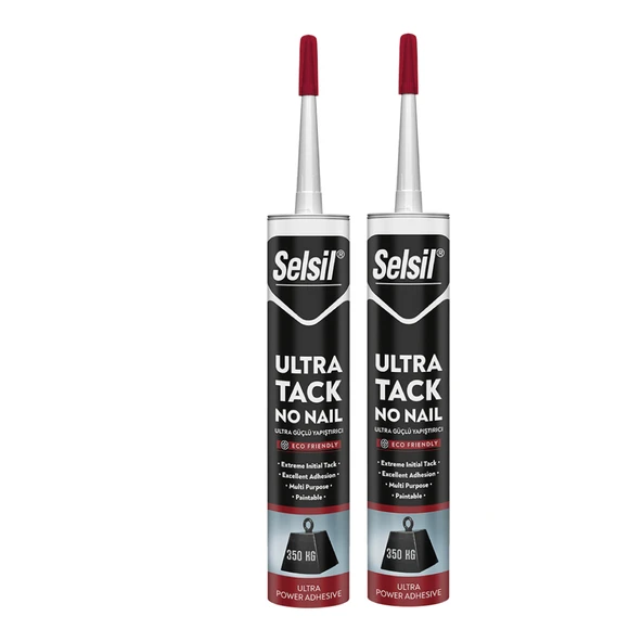 SELSİL ULTRA TUCK 290 ML 2 ADET Hibrit Güçlü Montaj Yapıştırıcı - Kokusuz, UV ve Hava Koşullarına Dayanıklı, 290 ml ürün görseli 1