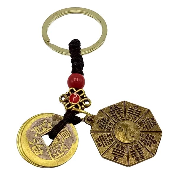 Feng Shui Metal Anahtarlık Şans Parası Ve Bagua Ayna No.1 ürün görseli 1