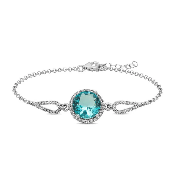 925 Ayar Gümüş Aquamarine Bileklik ürün görseli 1
