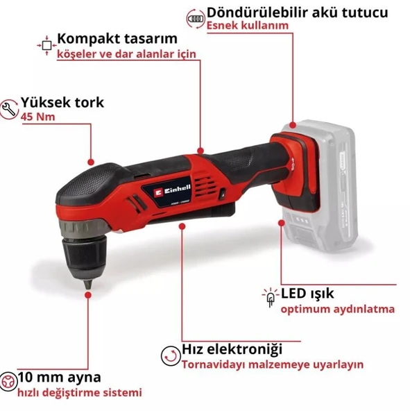 Einhell TE AD 18 Li  Solo Dik Açılı Vidalama - Resim 2