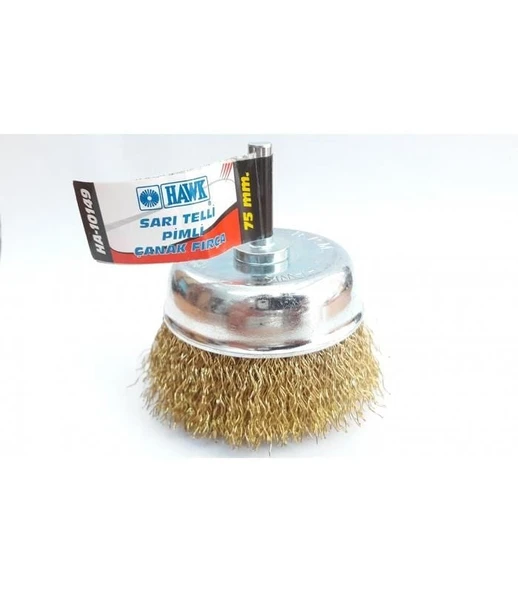 Hawk HA10149 Pimli Sarı Tel Çanak Fırça 75 mm ürün görseli 1