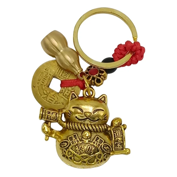 Maneki Neko Pirinç Anahtarlık Üçlü Şans Figür NOPRNC01 ürün görseli 1