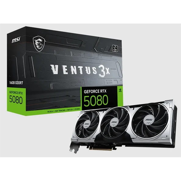MSI GEFORCE RTX5080 16G VENTUS 3X OC PLUS 16GB GDRR7 256BIT 1XHDMI 3XDP EKRAN KARTI ürün görseli 1