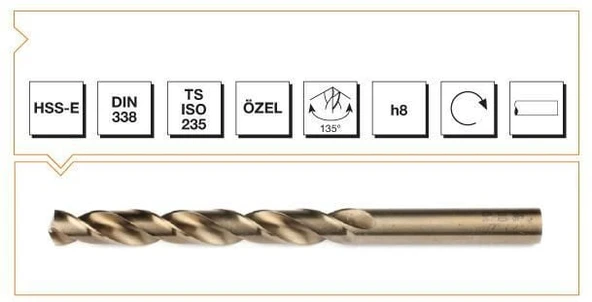Makina Takım HSS-E Altın Seri İnox Delme Matkap Ucu 4 mm ürün görseli 1