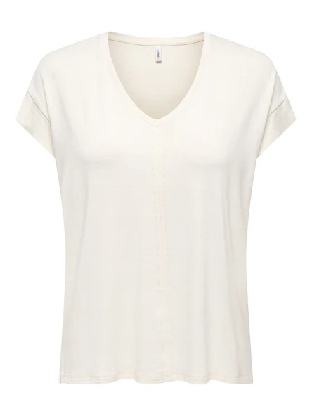 Only   ONLCARRIE S/S STITCH GLITTER TOP JRS Kadın Gri T-Shirt - 15369279 ürün görseli 1