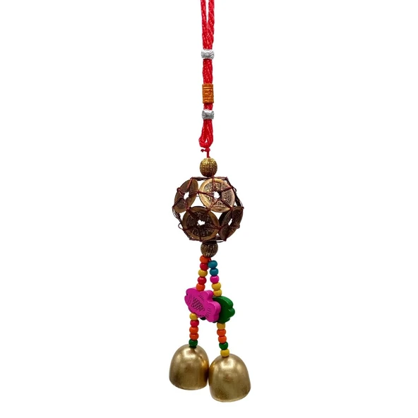 Feng Shui Metal Şans Bereket Paraları ve Çan 26 cm ürün görseli 1