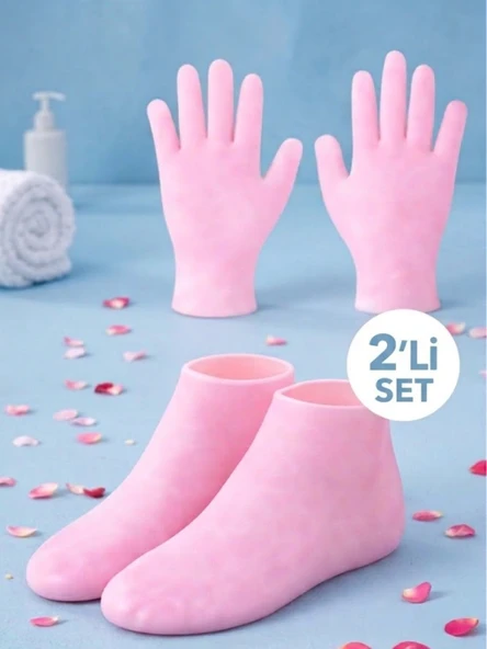 Mucit Home 2’li Bakım Seti Silikon Ayak Bakım Çorabı & El Peeling Eldiveni – Ultra Esnek ürün görseli 1