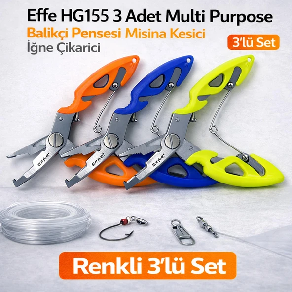 Effe HG155 3 Adet Multi Purpose Balıkçı Pensesi Misina Kesici İğne Çıkarıcı ürün görseli 1
