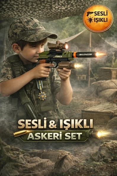 Hero Combat Sesli Işıklı Oyuncak Silah Seti Askeri Tabanca Bıçaklı 3+ ürün görseli 1