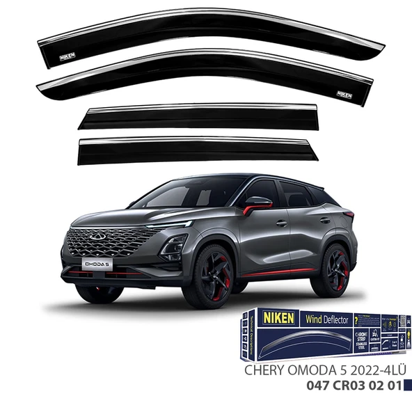 Chery Omoda 5  Kromlu Cam Rüzgarlığı 4'lü 2022+ sonrası uyumlu ürün görseli 1
