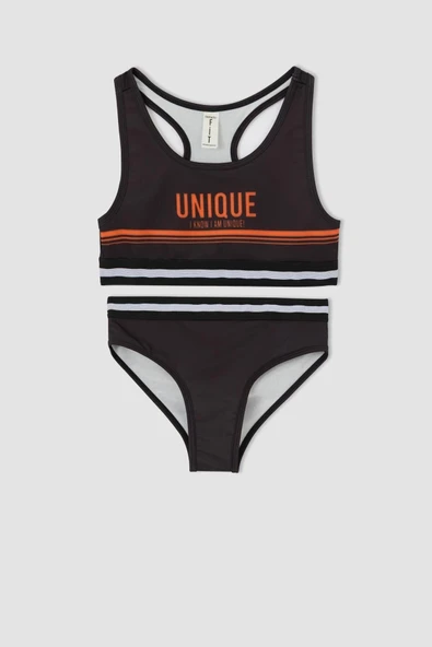 Defacto Kız Çocuk Yazı Baskılı Bikini Takım T3500A621SM ürün görseli 1