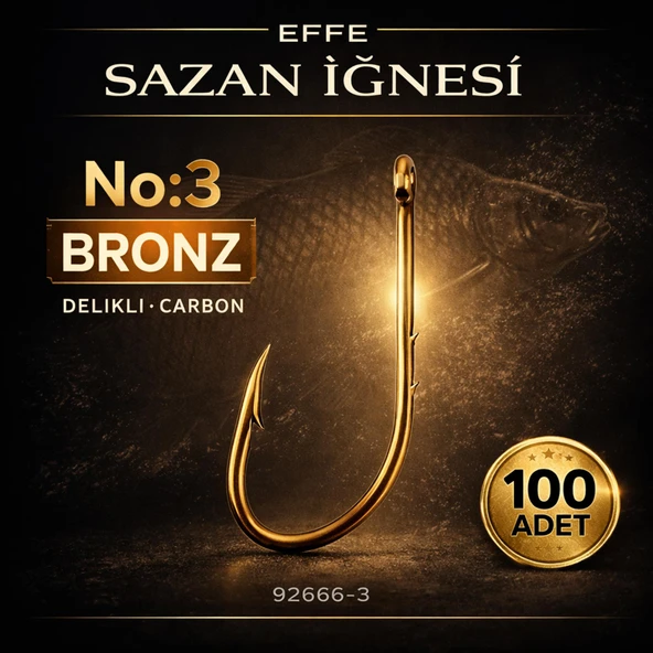 Effe Sazan İğnesi No:3 Bronz Delikli Carbon 100 Adet 92666-3 ürün görseli 1