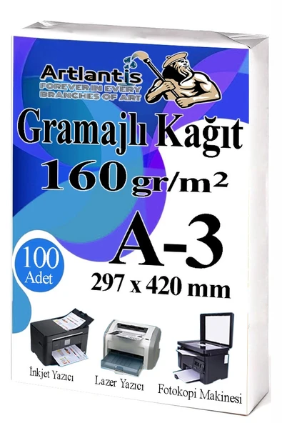 A3 Gramajlı Fotokopi Kağıdı 100 Adet 160 gr Sertifika Kağıdı Kalın Kağıt Baskı Tüm Yazıcılara Uyumlu 29.7x42cm Ofis Büro ürün görseli 1