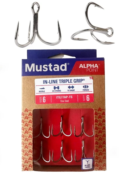 Mustad In-Line Triple Grip 3X Strong ITG77AP Üçlü İğne 6 Adet ürün görseli 1