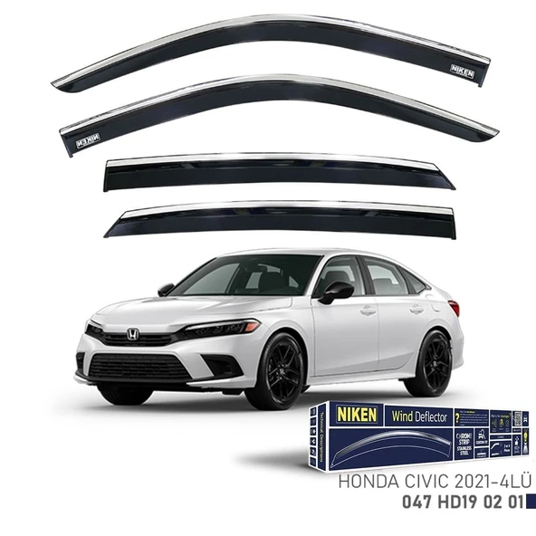 Niken Honda Civic Sedan Cam Rüzgarlığı Kromlu 4'Lü 2021+ Sonrası ürün görseli 1