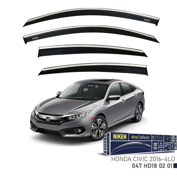 Niken Honda Civic Fc5 Cam Rüzgarlığı Kromlu 4'Lü 2016+ Sonrası ürün görseli 1