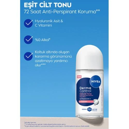 Nivea Derma Control Natural Tone Kadın Roll-On 50 Ml ürün görseli 1