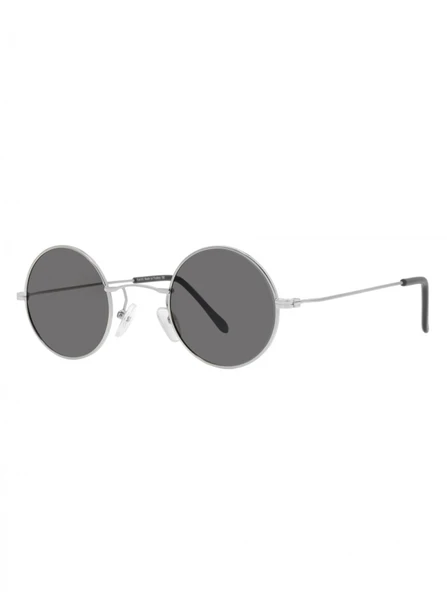 Sanches Vintage Yuvarlak Polarize Güneş Gözlüğü Gümüş Çerçeve Füme Cam 42 mm ürün görseli 1
