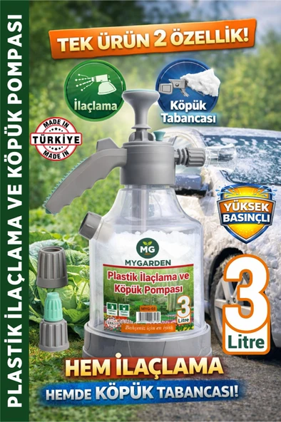 3 LT YÜKSEK BASINÇLI ARAÇ YIKAMA KÖPÜK PÜSKÜRTÜCÜ EL POMPASI,OTOMOBİL,BAHÇE TEMİZLEME POMPASI ürün görseli 1