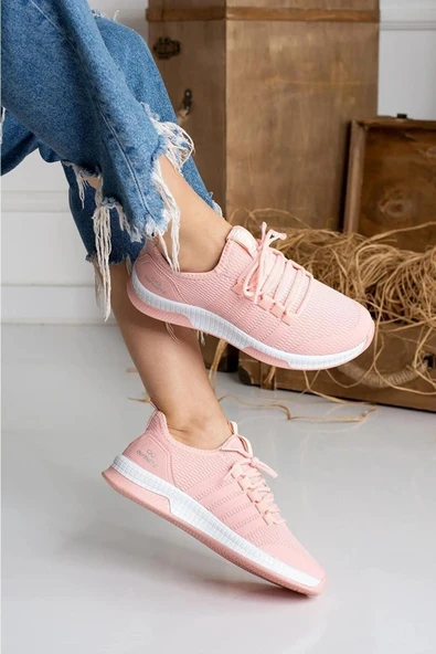 infinite8 Unisex Ortopedik, Triko Spor Ayakkabı Koşu Ve Yürüyüş Ayakkabısı Sneaker Pudra ürün görseli 1