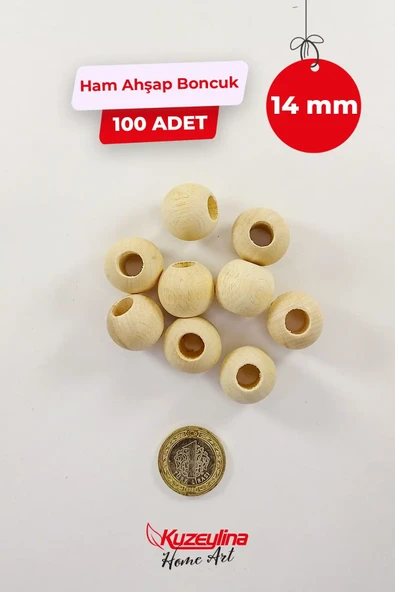14 mm Ahşap Ham Boncuk -  100 Adet - Resim 2