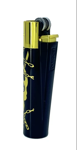Clipper Deadly Chains Serisi Metal Çakmak - Gold - Resim 2