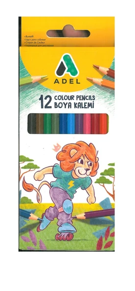 Adel Kuru Boya Kalemi Tam Boy Karton 12 Renk ürün görseli 1