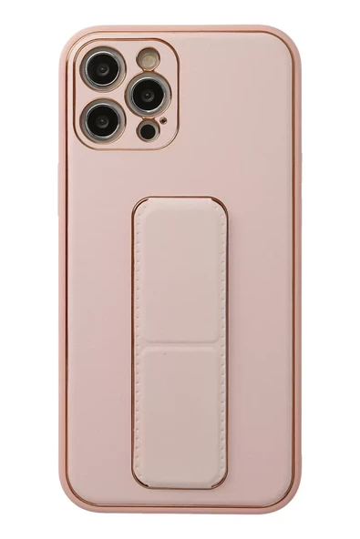 Newface Apple iPhone 12 Pro Kılıf Coco Deri Standlı Kapak - Pembe ürün görseli 1