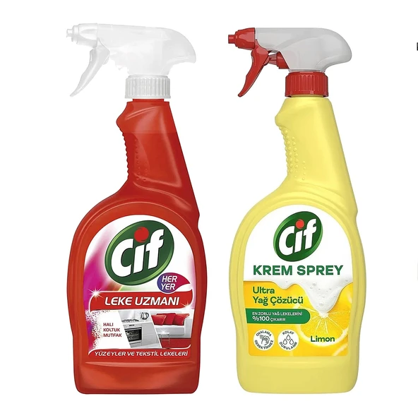 Cif Her Yer 750 ml Leke Çıkarıcı ve Krem Sprey Yağ Çözücü 750 ml 2 li Set ürün görseli 1