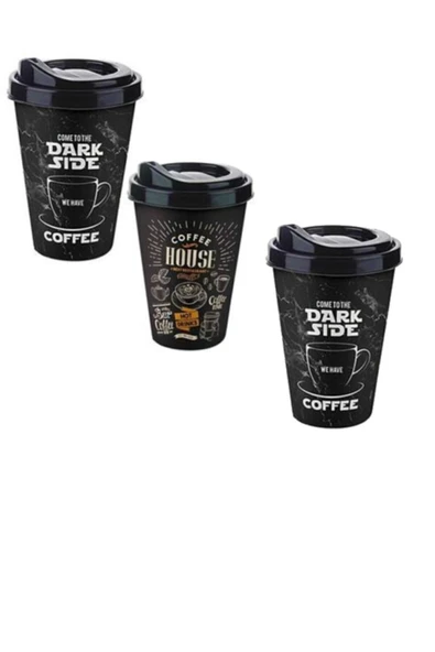 3 Lü Coffe Kupası Kahve Bardağı Kapaklı Kahve Termosu ürün görseli 1
