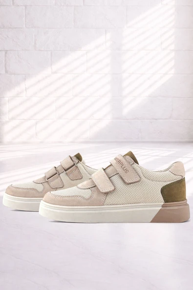 Rakerplus Hakiki Deri Nubuk Çift Cırtlı Çocuk Sneaker Spor Ayakkabı ürün görseli 1