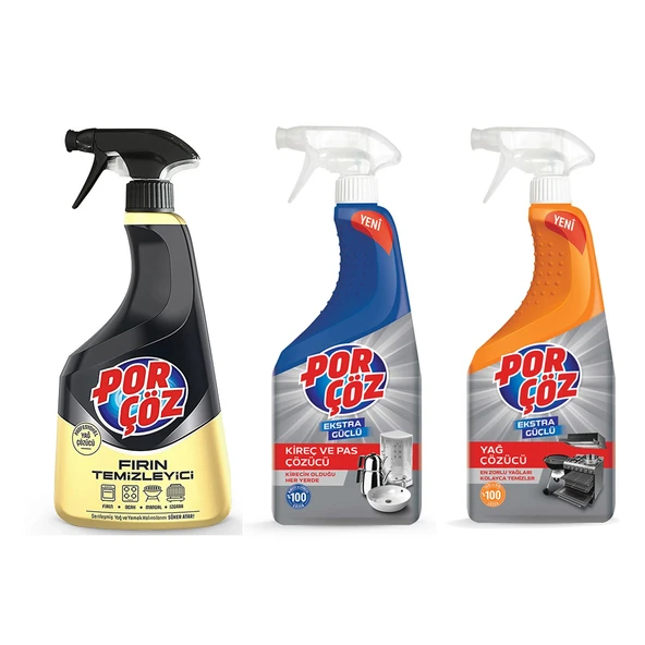 Porçöz Fırın Temizleyici-Kireç Çözücü-Yağ Sökücü 750 ml 3 lü Set ürün görseli 1