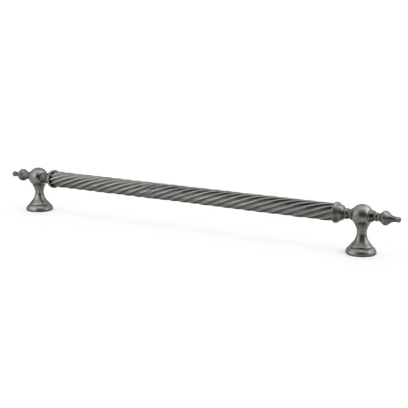 Burgulu Antik Gümüş 60 cm Çelik Kapı Tutma Kolu Sürgülü Dış Çekme Kulpu Kulbu Tutamağı Kol 1 Adet ürün görseli 1