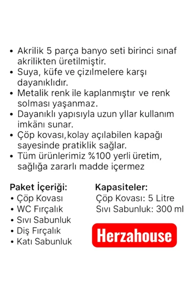 5 Parça Akrilik Banyo Seti - Resim 3