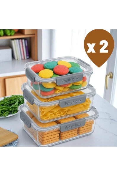 6’lı Fres Box Saklama Kabı Seti - Silikon Contalı ürün görseli 1