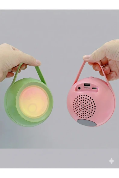 RGB Işıklı Kablosuz Bluetooth Hoparlör 5.3v 5W Güçlü Ses Type-C Şarjlı TWS Destekli Pembe renk ürün görseli 1