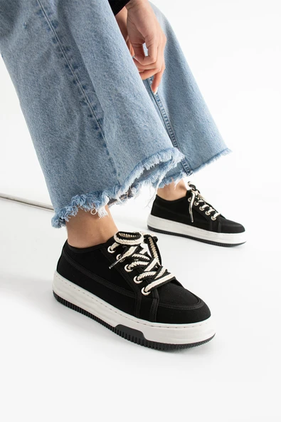 infinite8 Siyah Kadın Sneaker Günlük Spor Ayakkabı ürün görseli 1