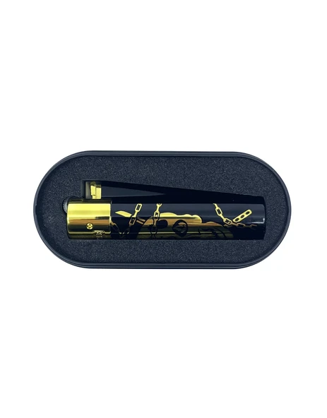 Clipper Deadly Chains Serisi Metal Çakmak - Gold - Resim 9