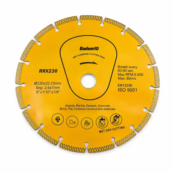 Soketli Elmas Kesme Diski 230 mm Granit Beton Fayans Kesim Yüksek Performanslı Dayanıklı Disk ürün görseli 1