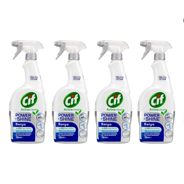 Cif Power Shine Banyo Kireç Sökücü 750 ml x 4 Adet ürün görseli 1