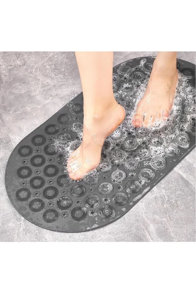 Massage Bath Mat Masajlı Vantuzlu Banyo & Duş Kaydırmazı Paspası Antrasit ürün görseli 1