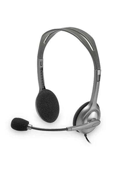 Logitech H110 3.5mm Kablolu Stereo Kulak Üstü Mikrofonlu Kulaklık Gri 1.8metre ürün görseli 1