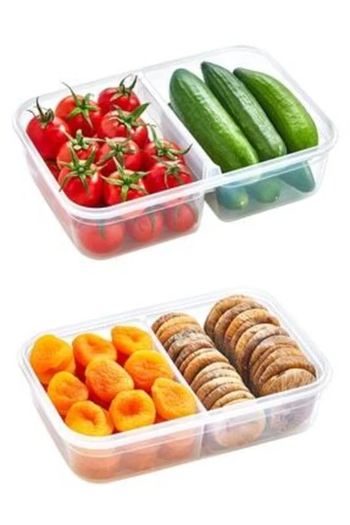 Fresh Box 2 Bölmeli Sızdırmaz Saklama Kabı 1+1 Litre ürün görseli 1