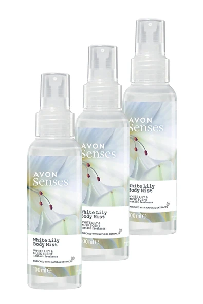 Senses White Lily Beyaz Zambak Kokulu Vücut Spreyi 100 Ml. Üçlü Set ürün görseli 1
