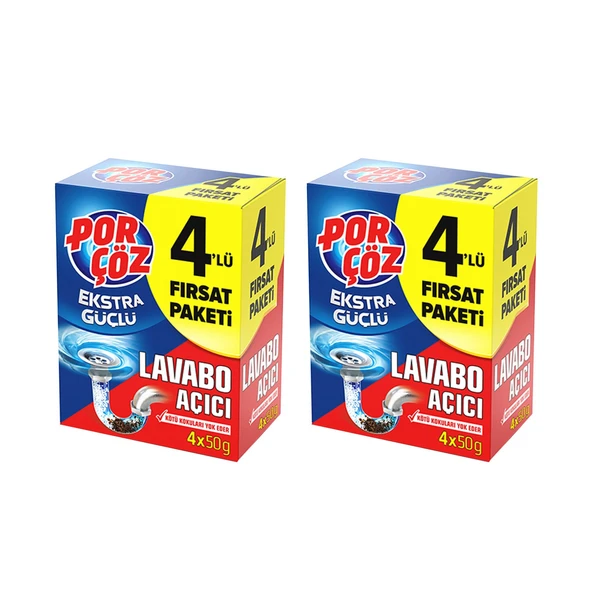 Porçöz Lavabo Açıcı Granül 4x50 gr x 2 Adet ürün görseli 1