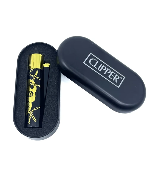 Clipper Deadly Chains Serisi Metal Çakmak - Gold - Resim 5